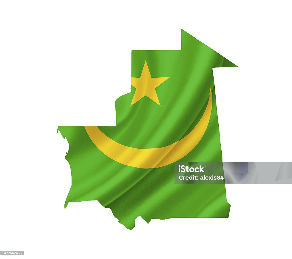 Mapa da Mauritânia com acenando a bandeira isolada no branco - Foto de stock de Autoridade royalty-free