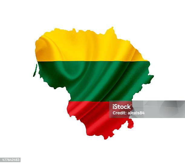 Map Of Lithuania With Waving Flag Isolated On White Stock Photo - Download Image Now