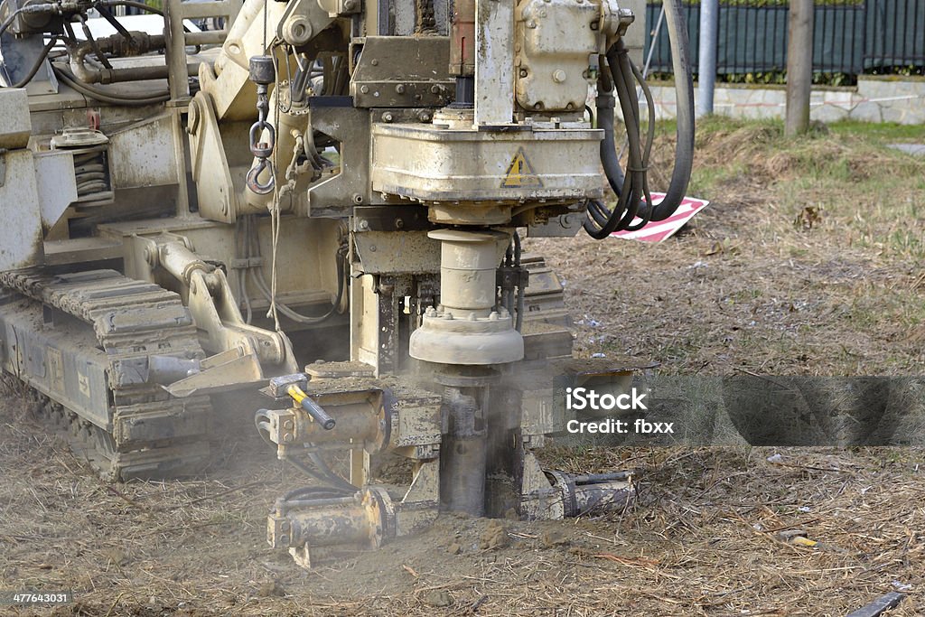 Borehole for soil testing Drilling equipment for geotechnical engineering purpose. Drill Stock Photo