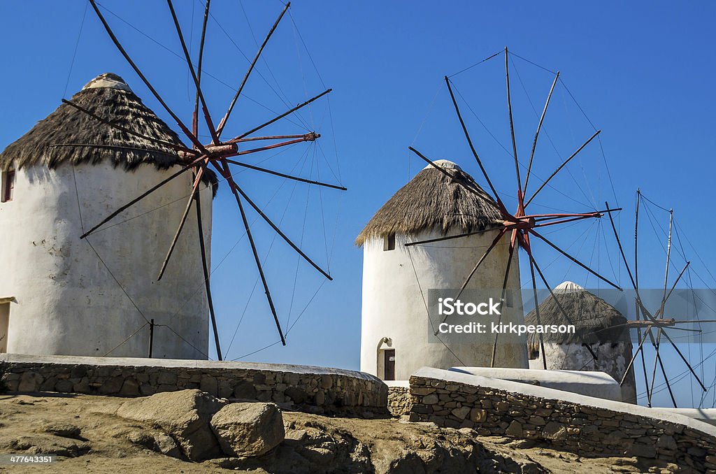 Ветряные на острове Миконос, Греция - Стоковые фото Архитектура роялти-фри