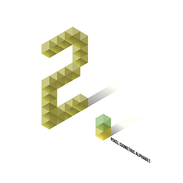 2 - Pixel Isometric Alphabet vector art illustration