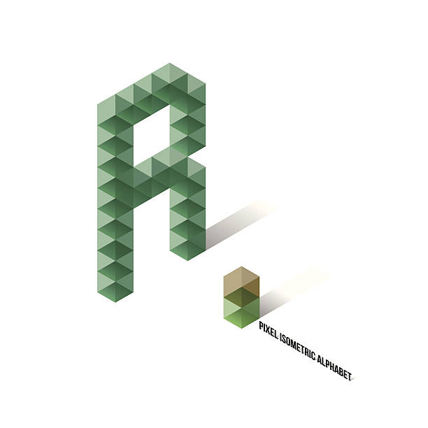 R - Pixel Isometric Alphabet vector art illustration