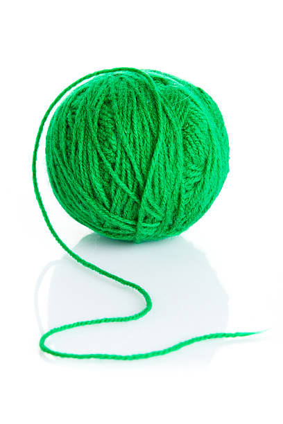 istock Green wool yarn ball isolated on white  background 477645565