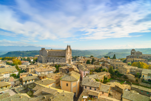 Tafalla skyline aerial view village in Navarre Navarra of Spain