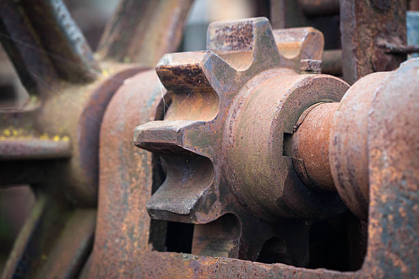 istock Old rusty gears, machinery parts 477646130