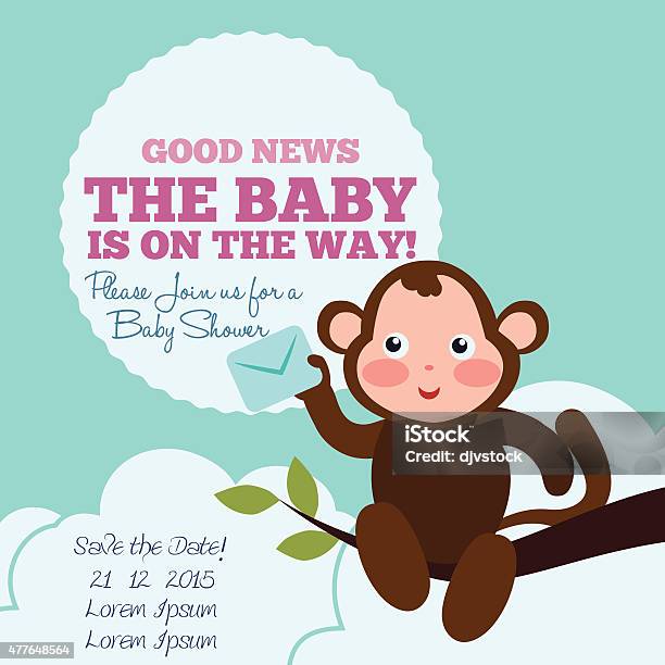 Baby Shower Card Design Stock Illustration - Download Image Now - 2015, Announcement Message, Arrival