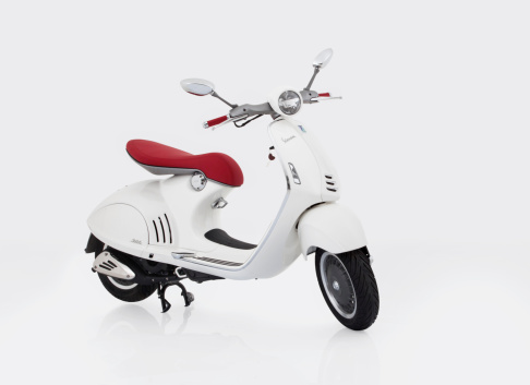 Istanbul, Turkey - August 22, 2013: A Vespa 946 Motorcycle is produced by Piaggio & Co. S.p.A. in Italy. This Vespa 946 motorcycle has 150cc engine, traction control system and ABS brakes. Also this Vespa 946 is produced as handmade. 