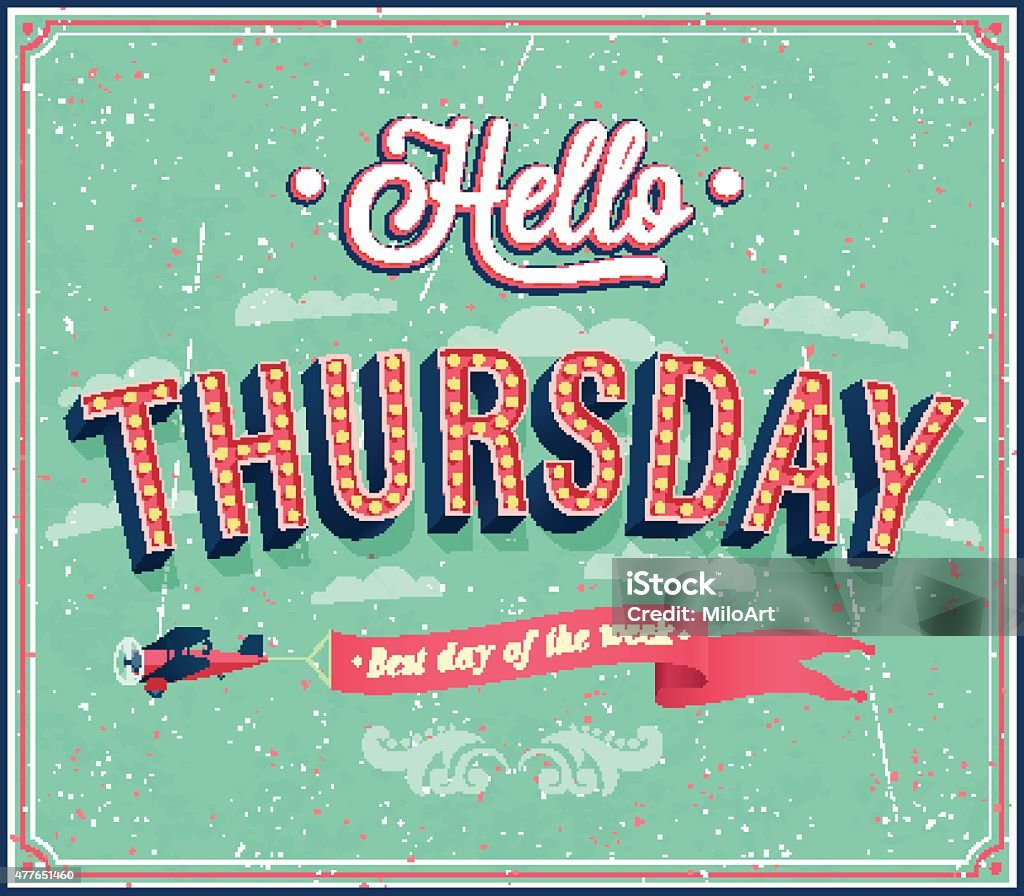 Hello Thursday Sticker Hello Thursday Typographic Design Stock Illustration - Download Image ...