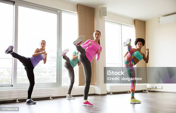 Group Of Women Working Out And Fighting In Gym Stock Photo - Download Image Now - Women, Learning, Self-Defense