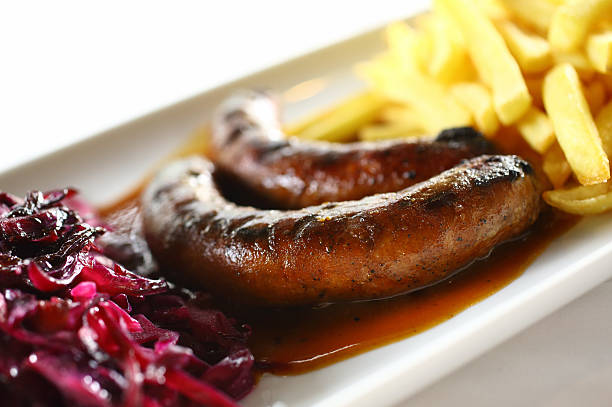 frankfurter salchichas. - sausage knackwurst food bratwurst fotografías e imágenes de stock