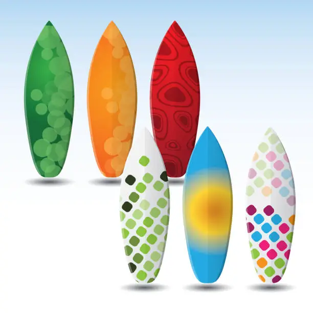 Vector illustration of Vector Surfboards Design Template with Abstract Pattern