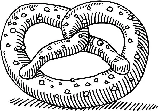 Vector illustration of Pretzel Snack Food Drawing