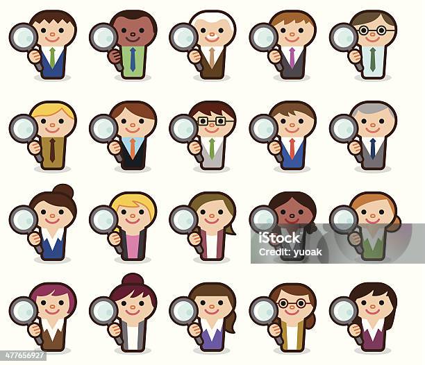 Business People With Magnifying Glass Stock Illustration - Download Image Now - Searching, Vector, Achievement