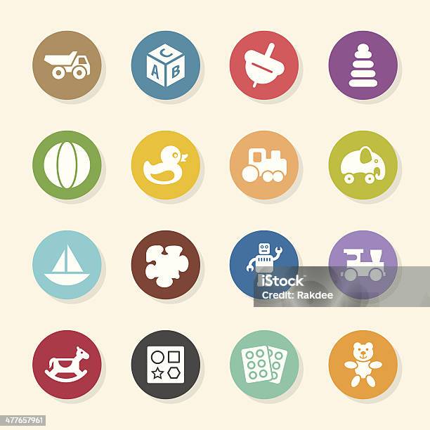 Toys Icons Color Circle Series Stock Illustration - Download Image Now - Amusement Park Ride, Child, Cube Shape