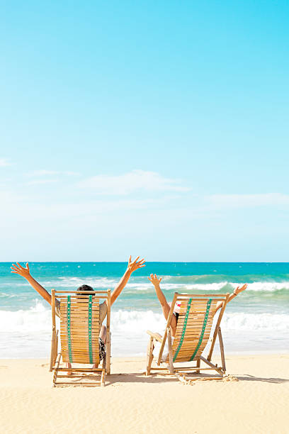 A couple enjoying their vacation in tropical beach paradise.