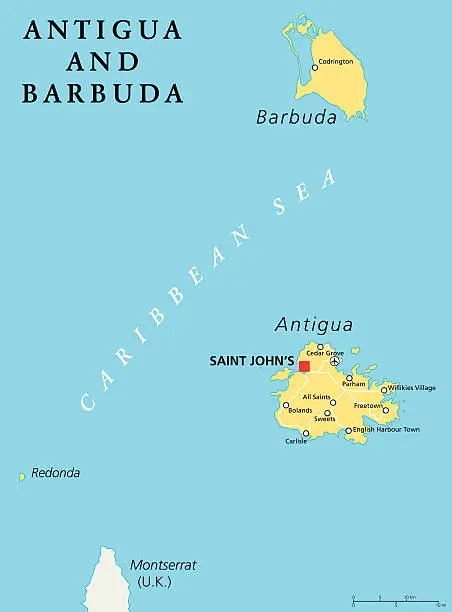 Vector illustration of Antigua and Barbuda Political Map
