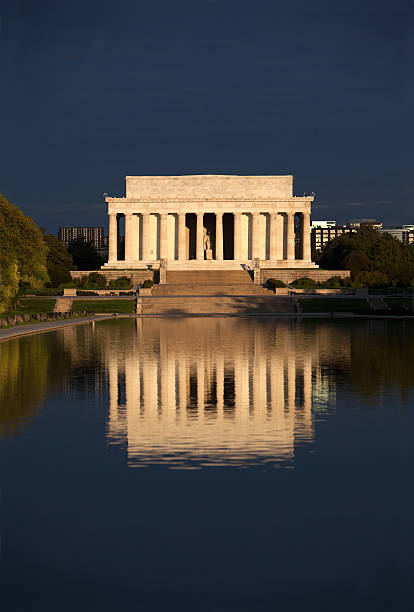 istock Lincoln Monument at sunrise with dramatic clouds behind it. 477663258