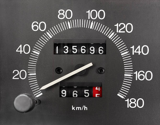 Automobile Speedometer and Odometer stock photo