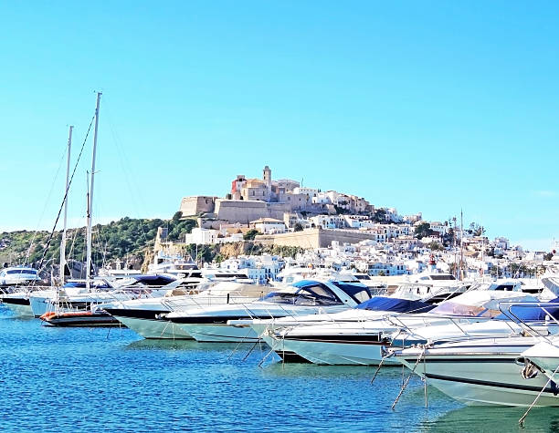 porto de ibiza - marina nautical vessel sailboat harbor imagens e fotografias de stock