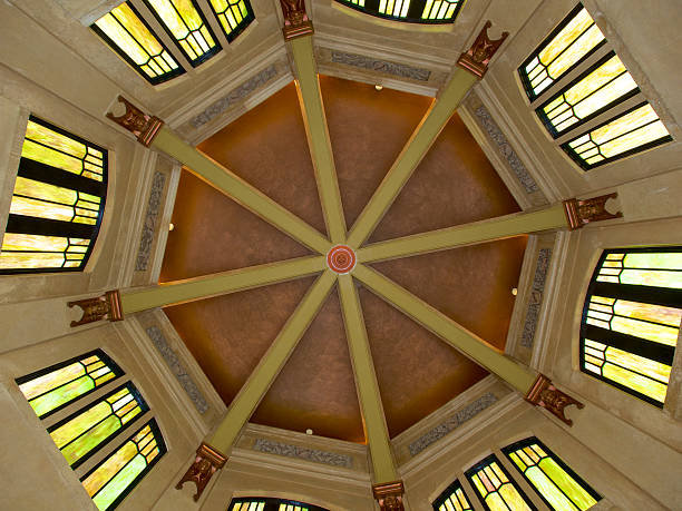 istock Vista House Interior Crown Point Oregon Dome Windows Looking Up 477665903