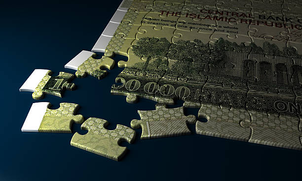 rial iraniano'puzzle' - iranian currency imagens e fotografias de stock