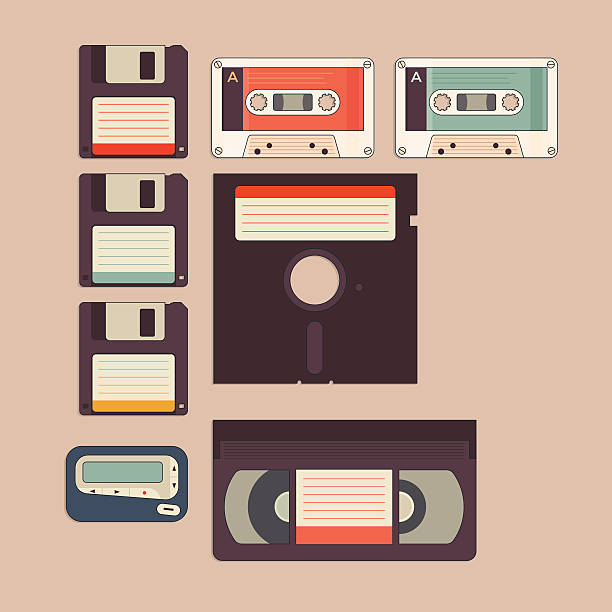 ilustrações de stock, clip art, desenhos animados e ícones de peças vintage ícone - video cassette tape