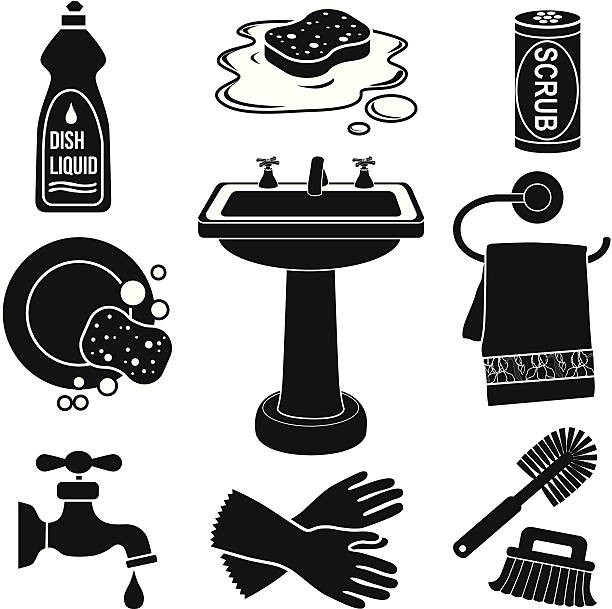 bildbanksillustrationer, clip art samt tecknat material och ikoner med sink icon set - diskmedel