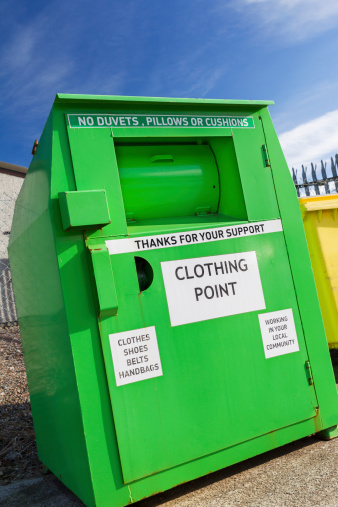 Clothing donation box in local community. AdobeRGB colorspace.