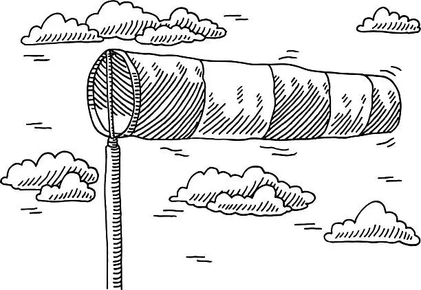 Vector illustration of Windsock Air Speed Indicator Drawing