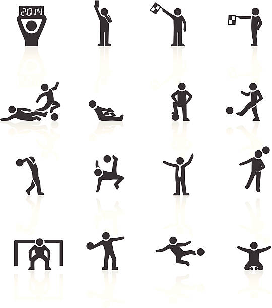 ilustraciones, imágenes clip art, dibujos animados e iconos de stock de stickman iconos de fútbol americano - volley kick