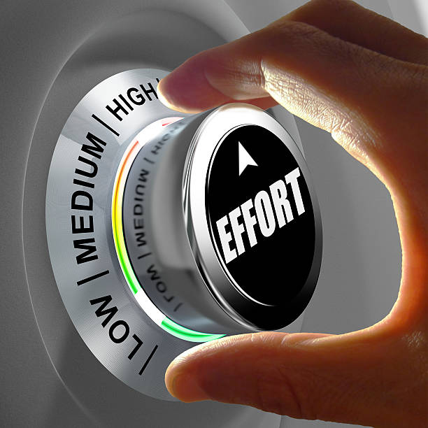 istock Hand rotating a button and selecting the level of effort. 477673976