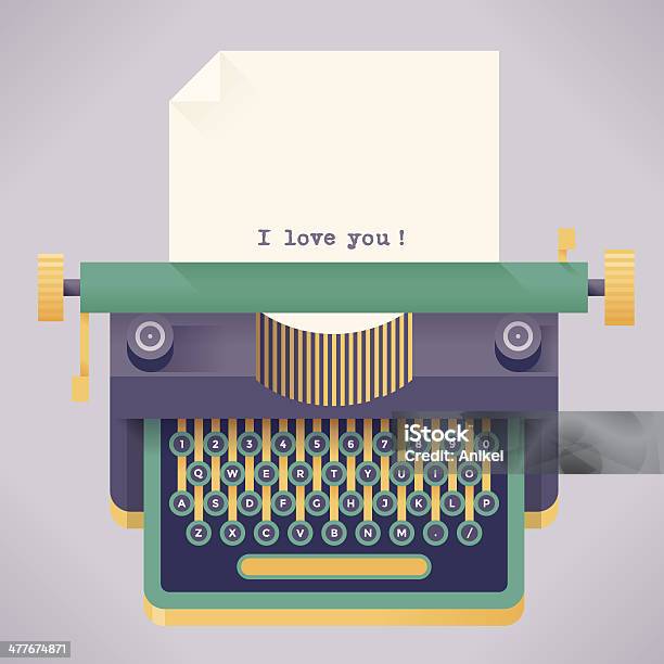 Vintage Typewriter With I Love You Text Stock Illustration - Download Image Now - I Love You, Illustration, Love - Emotion