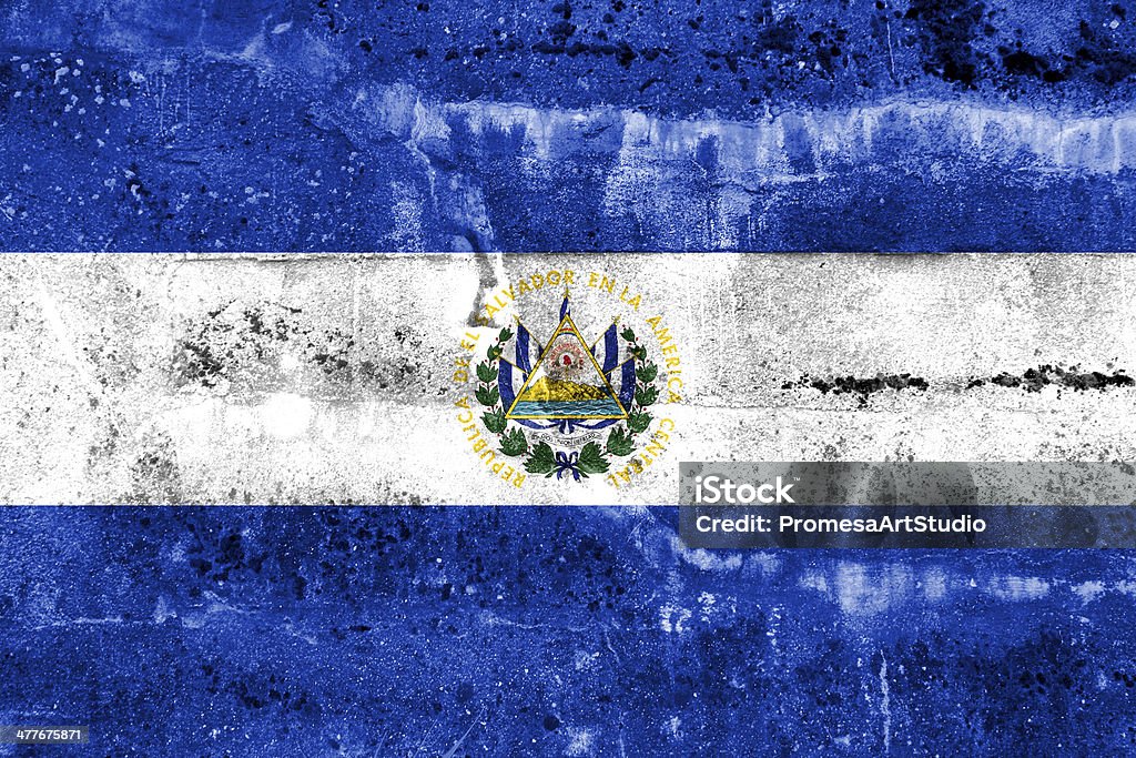 El Salvador Drapeau de grunge peint mur - Photo de Abstrait libre de droits