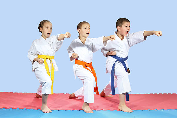 istock In karategi three athletes are hitting karate kick arm 477678982