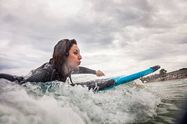 istock Woman surfing in the ocean 477679550