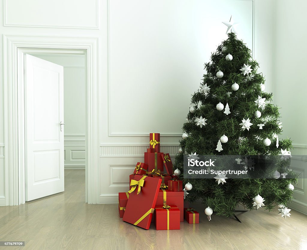 Christmas tree and gifts Christmas tree and gifts in the living room Christmas Stock Photo
