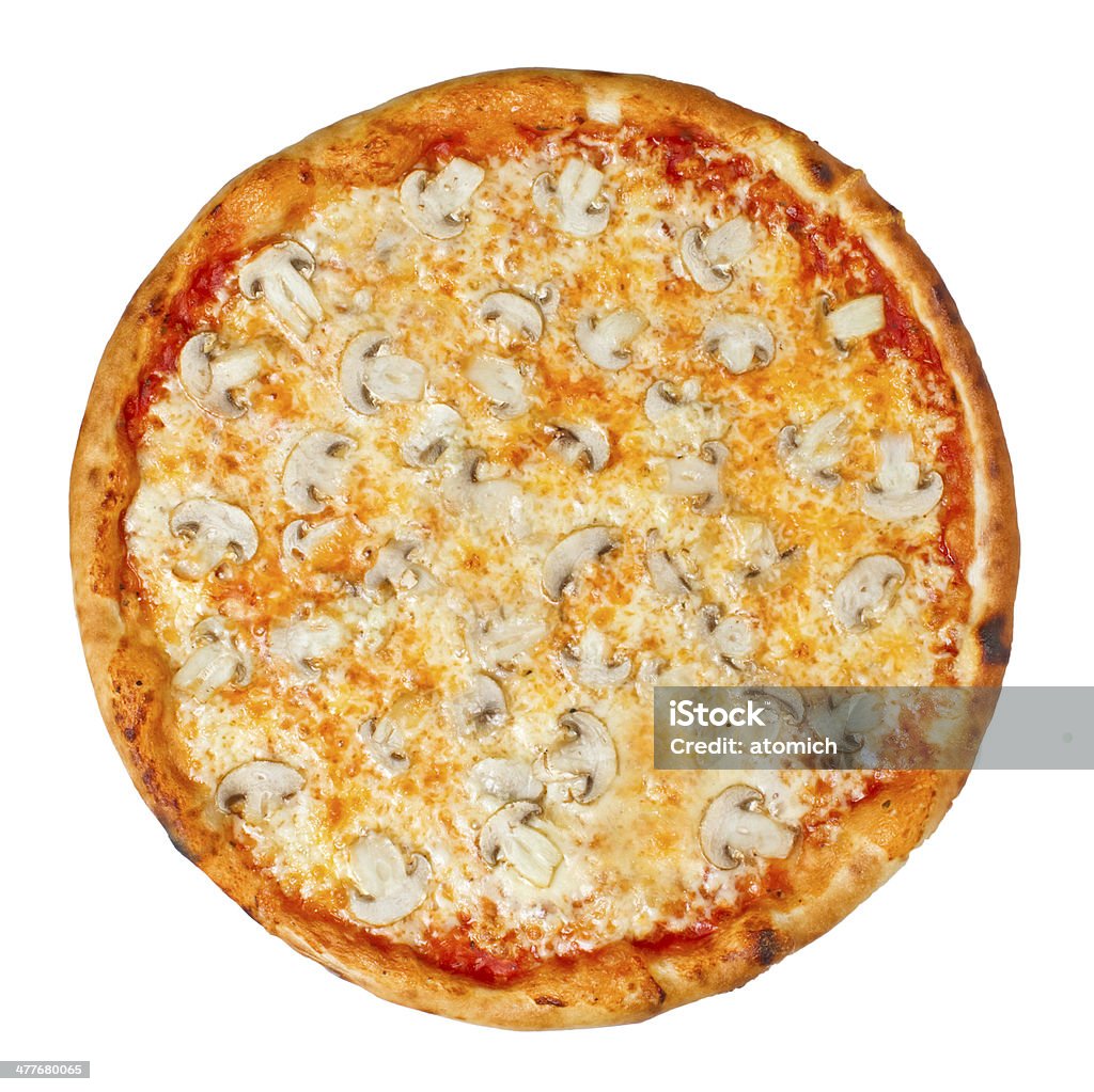 Pizza Mushrooms Pizza with Mushrooms and Cheese in Italian Pizza con Funghi e formaggio isolated on white Pizza Stock Photo