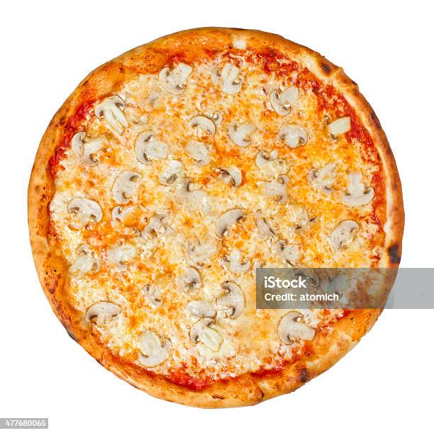 Pizza Mushrooms Stock Photo - Download Image Now - Pizza, White Mushroom, Baked