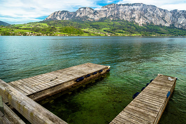 Attersee in Austrian Alps Attersee in Austrian Alps attersee stock pictures, royalty-free photos & images