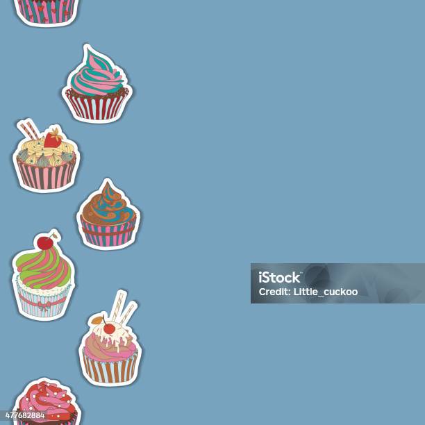 Cupcake Pattern Border Stock Illustration - Download Image Now - 2015, Backgrounds, Baked