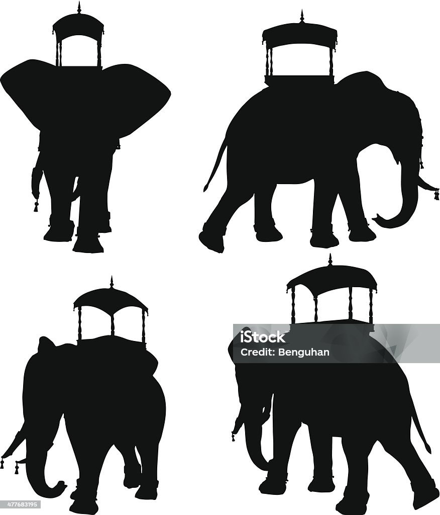 Siluetas de los elefantes africanos - arte vectorial de Andar libre de derechos