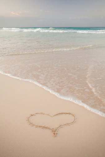 A heart on the beach.