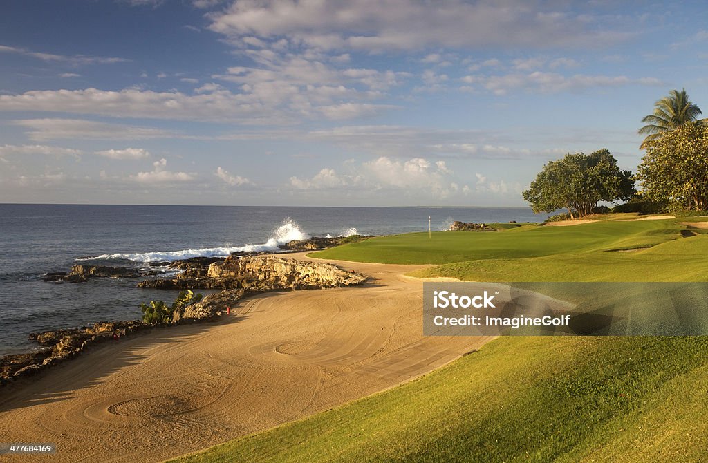 Golf Green By The Ocean A beautiful golf course by the ocean. Dominican Republic. Tropical setting. Dominican Republic Stock Photo