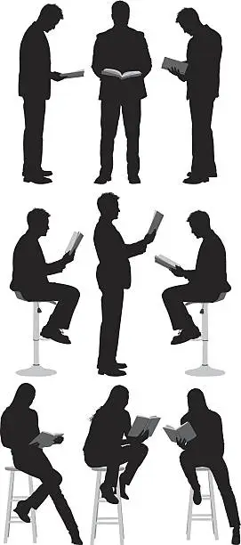 Vector illustration of People reading books