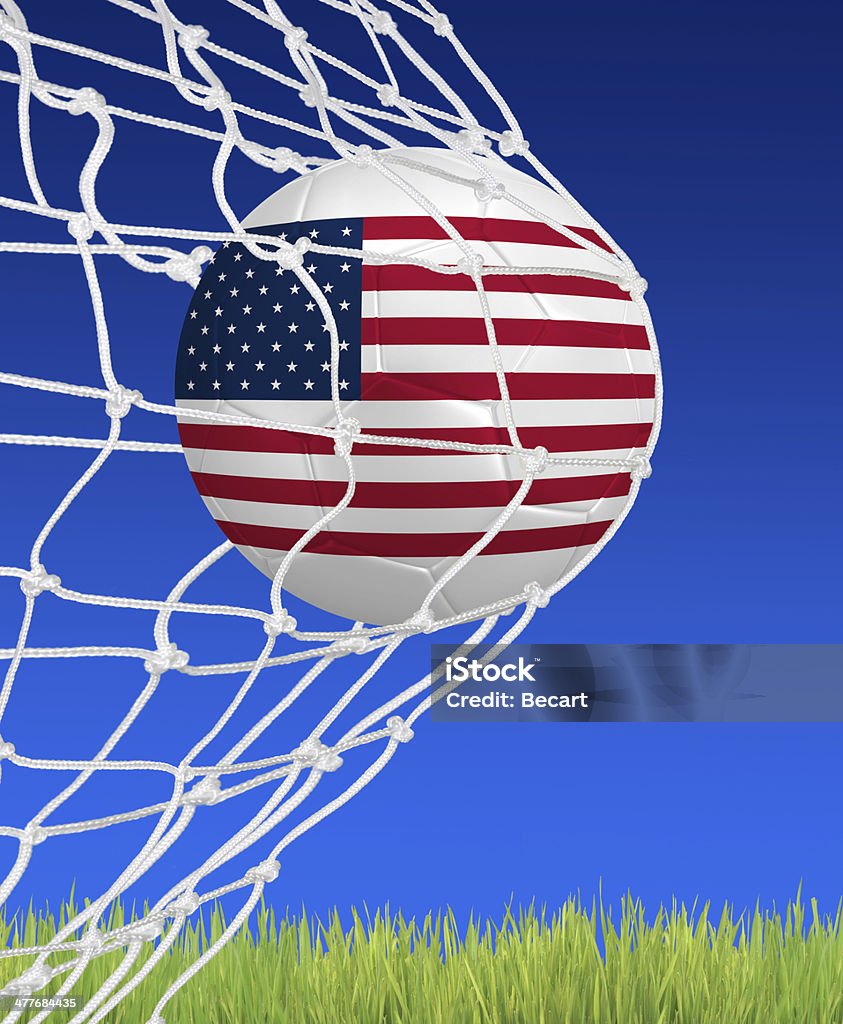 Goal for America Goal with Soccer ball with colors of American flag  American Flag Stock Photo