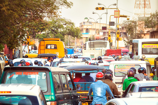 Rush hour. Traffic Jam In Delhi, India