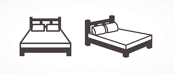 ilustraciones, imágenes clip art, dibujos animados e iconos de stock de iconos de cama - twin tips