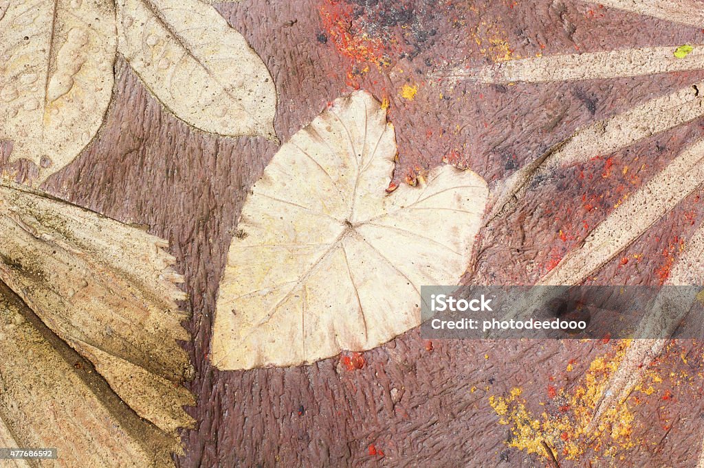 marks of leaf on the concrete pavement. 2015 Stock Photo