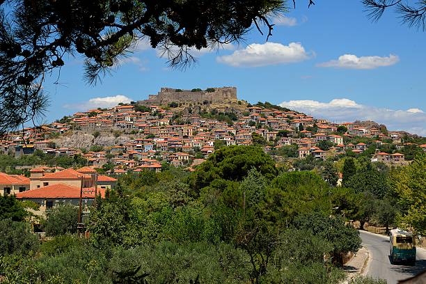 Molyvos castle stock photo