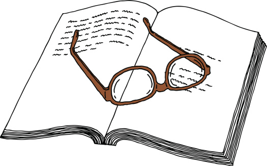 Hand drawn book and glasses. EPS10, AI CS, high res jpeg included.